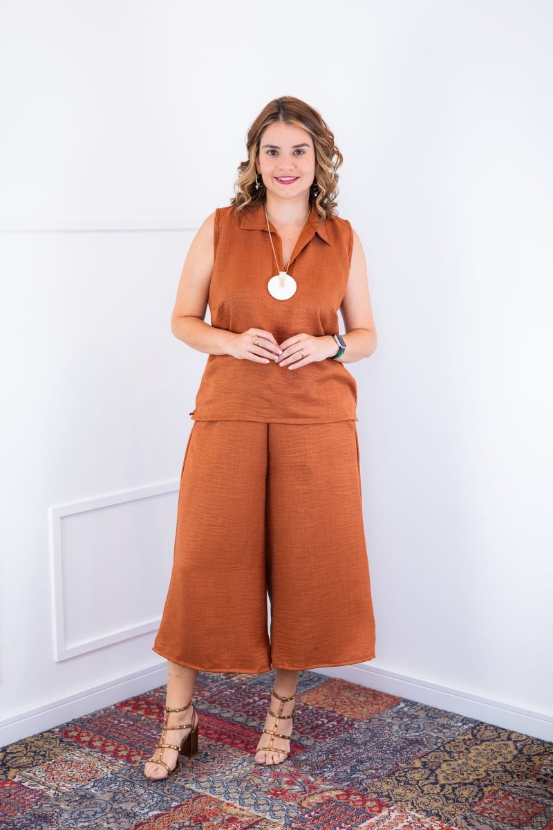 Conjunto Raquel - Blusa e Pantacourt em Linho Light - Naguirre Shop