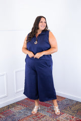 Conjunto Raquel - Blusa e Pantacourt em Linho Light - Naguirre Shop
