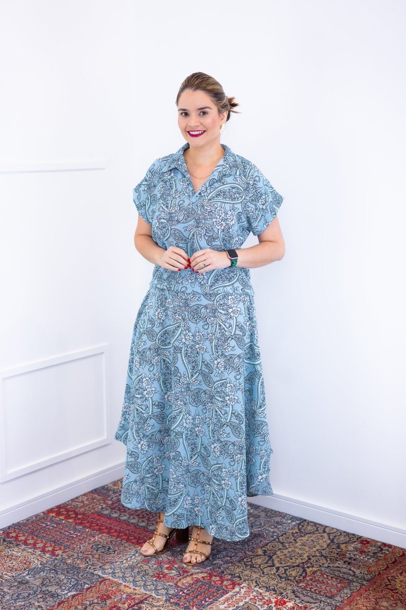 Conjunto Rio – Saia Longa e Blusa com Decote V em Crepe com Caimento Fluido - Naguirre Shop