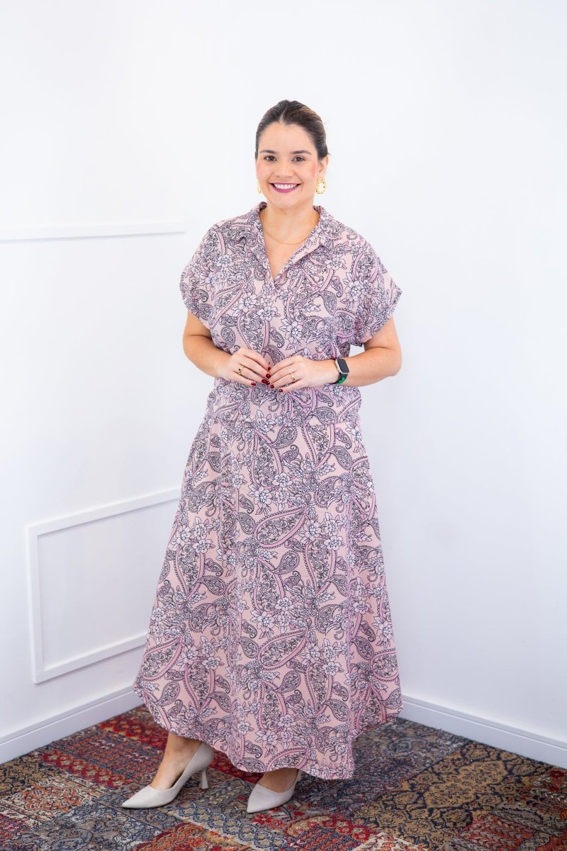 Conjunto Rio – Saia Longa e Blusa com Decote V em Crepe com Caimento Fluido - Naguirre Shop