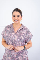 Conjunto Rio – Saia Longa e Blusa com Decote V em Crepe com Caimento Fluido - Naguirre Shop