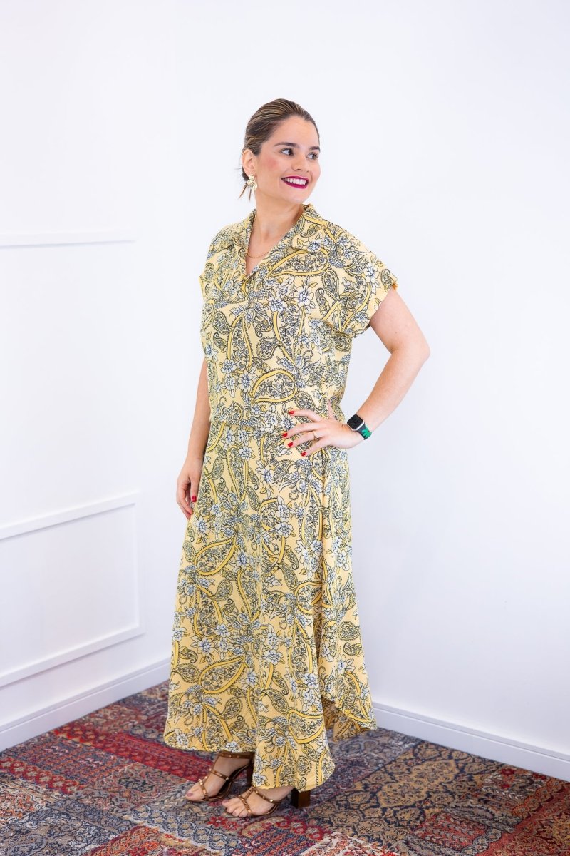 Conjunto Rio – Saia Longa e Blusa com Decote V em Crepe com Caimento Fluido - Naguirre Shop