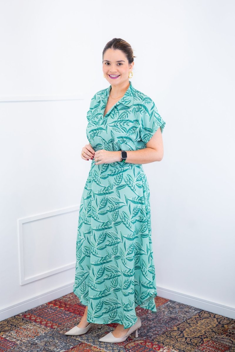 Conjunto Rio – Saia Longa e Blusa com Decote V em Crepe com Caimento Fluido - Naguirre Shop