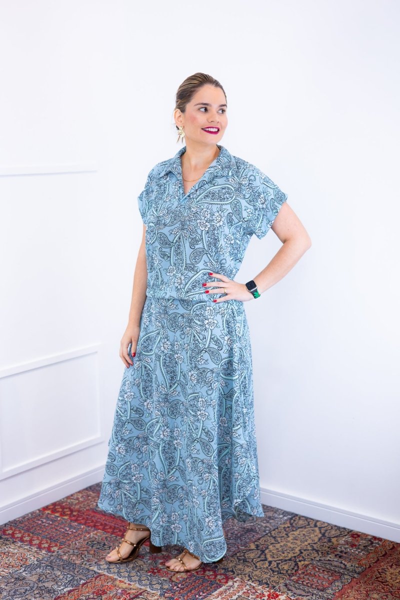 Conjunto Rio – Saia Longa e Blusa com Decote V em Crepe com Caimento Fluido - Naguirre Shop