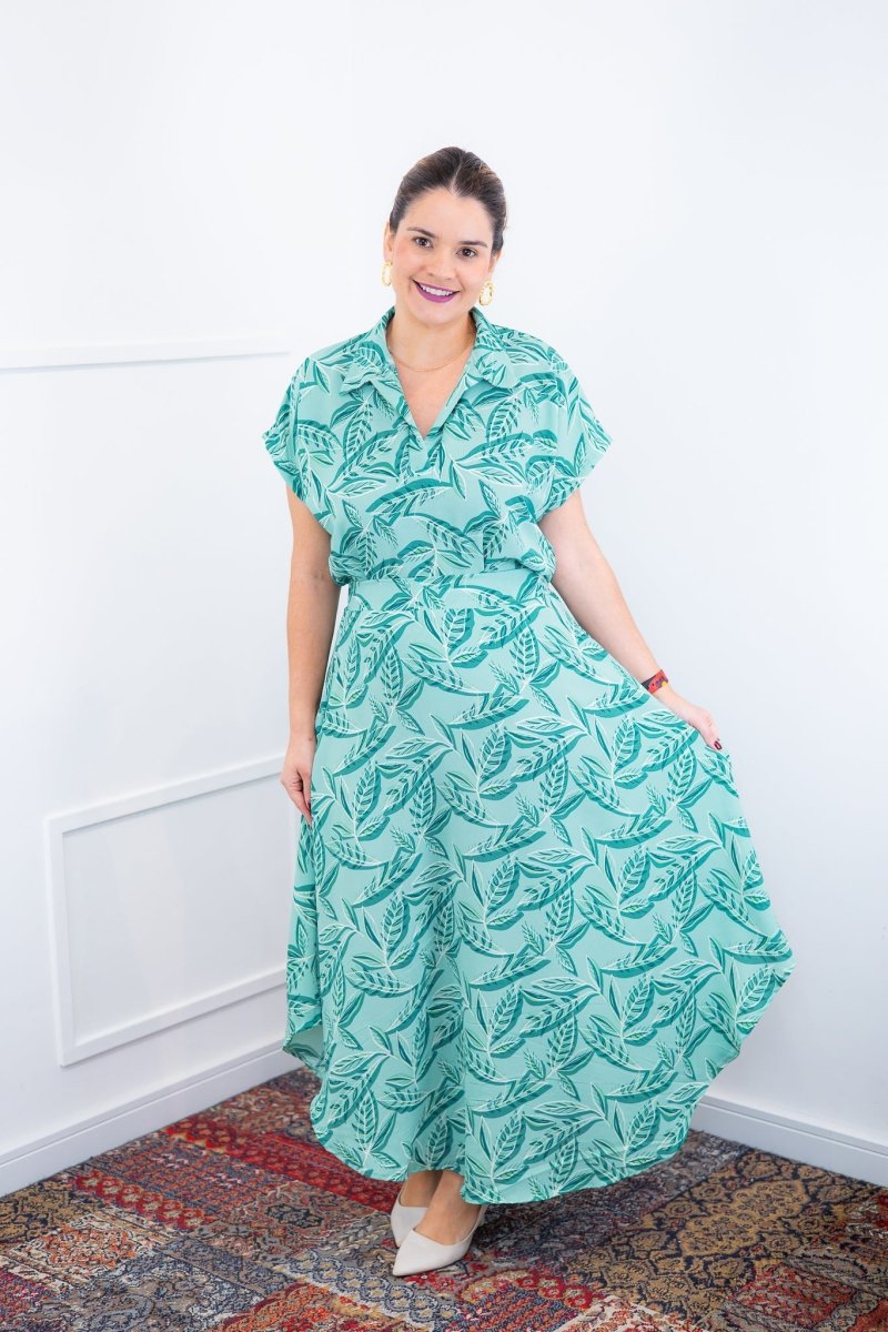 Conjunto Rio – Saia Longa e Blusa com Decote V em Crepe com Caimento Fluido - Naguirre Shop