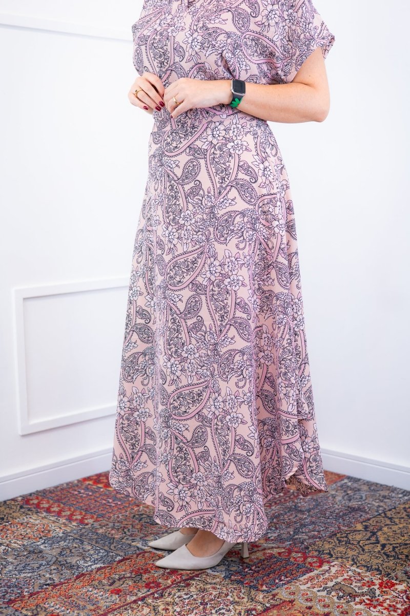 Conjunto Rio – Saia Longa e Blusa com Decote V em Crepe com Caimento Fluido - Naguirre Shop
