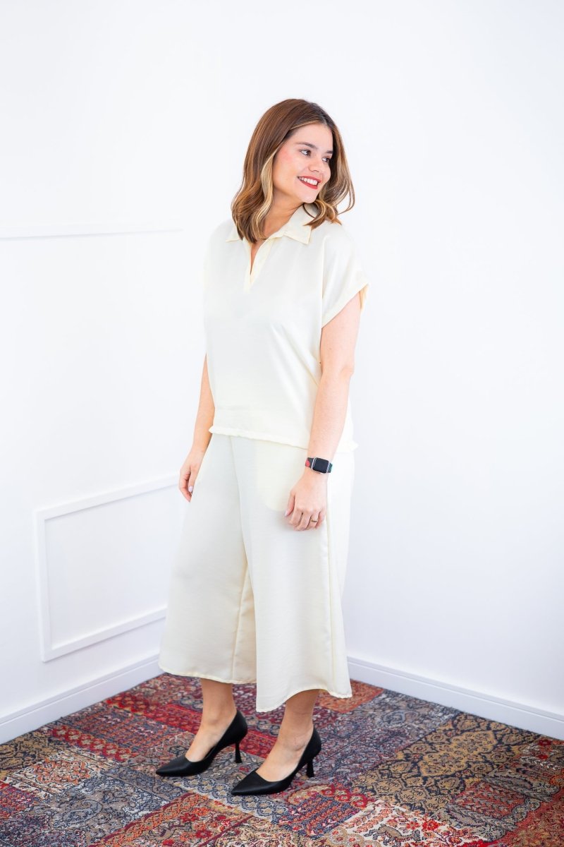 Conjunto Roberta – Blusa e Pantacourt em Linho Light - Naguirre Shop