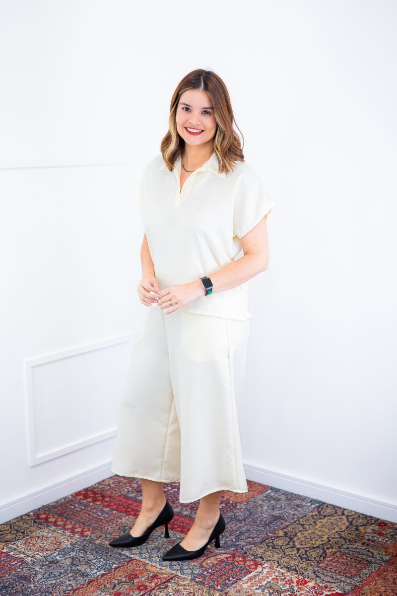 Conjunto Roberta – Blusa e Pantacourt em Linho Light - Naguirre Shop