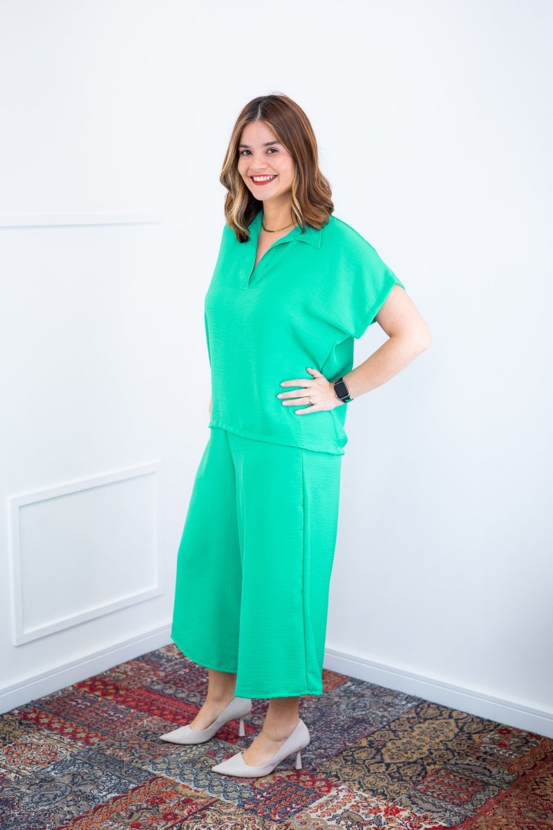 Conjunto Roberta – Blusa e Pantacourt em Linho Light - Naguirre Shop