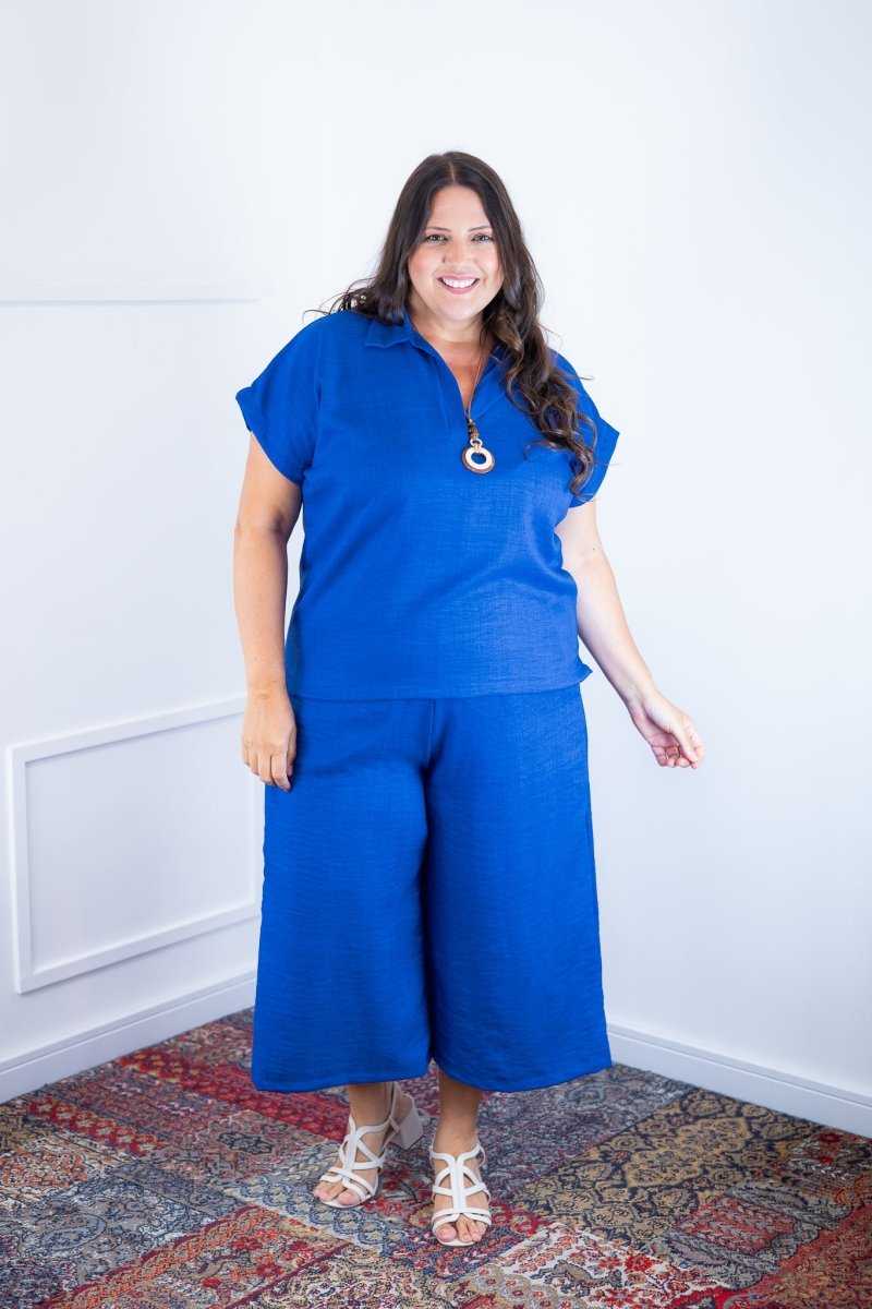 Conjunto Roberta – Blusa e Pantacourt em Linho Light - Naguirre Shop