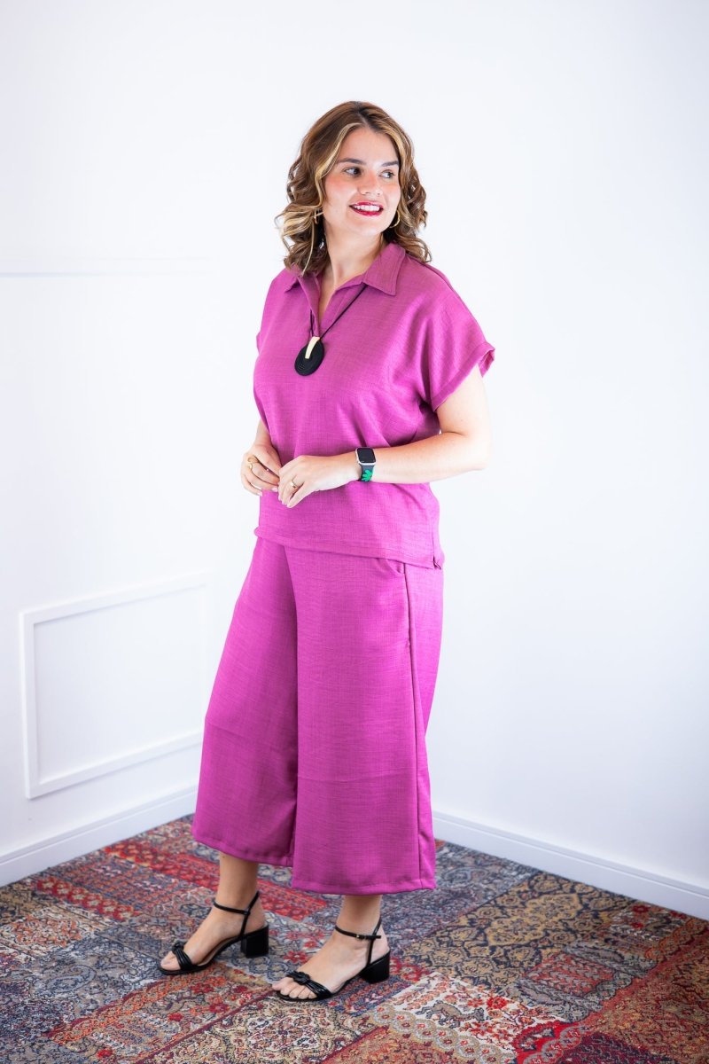 Conjunto Roberta – Blusa e Pantacourt em Linho Light - Naguirre Shop