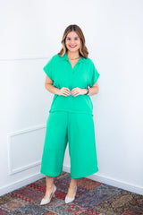 Conjunto Roberta – Blusa e Pantacourt em Linho Light - Naguirre Shop