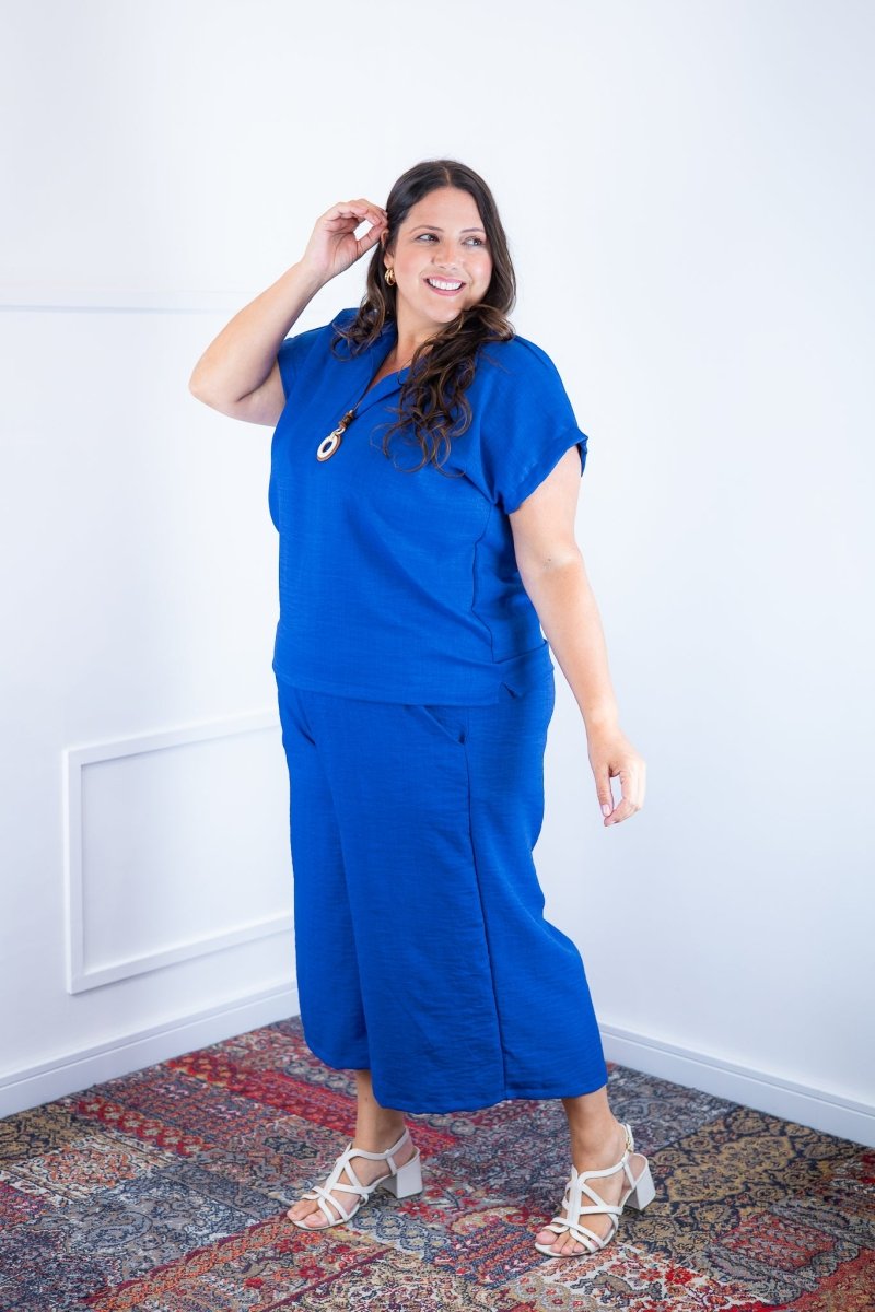Conjunto Roberta – Blusa e Pantacourt em Linho Light - Naguirre Shop