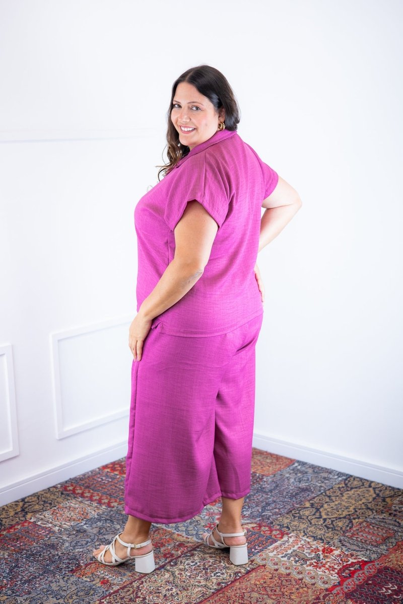 Conjunto Roberta – Blusa e Pantacourt em Linho Light - Naguirre Shop