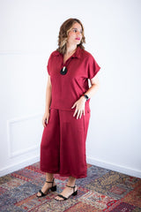 Conjunto Roberta – Blusa e Pantacourt em Linho Light - Naguirre Shop