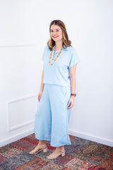 Conjunto Roberta – Blusa e Pantacourt em Linho Light - Naguirre Shop