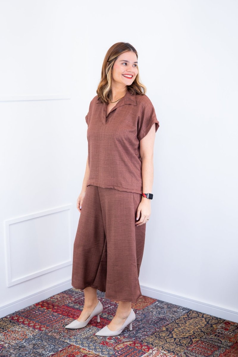 Conjunto Roberta – Blusa e Pantacourt em Linho Light - Naguirre Shop