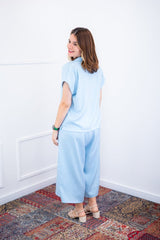 Conjunto Roberta – Blusa e Pantacourt em Linho Light - Naguirre Shop