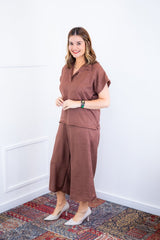 Conjunto Roberta – Blusa e Pantacourt em Linho Light - Naguirre Shop