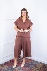 Conjunto Roberta – Blusa e Pantacourt em Linho Light - Naguirre Shop