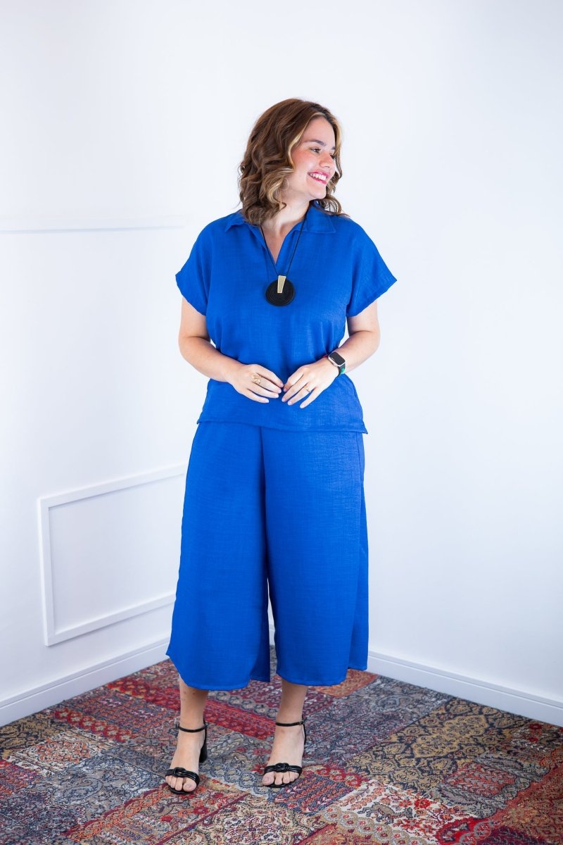 Conjunto Roberta – Blusa e Pantacourt em Linho Light - Naguirre Shop