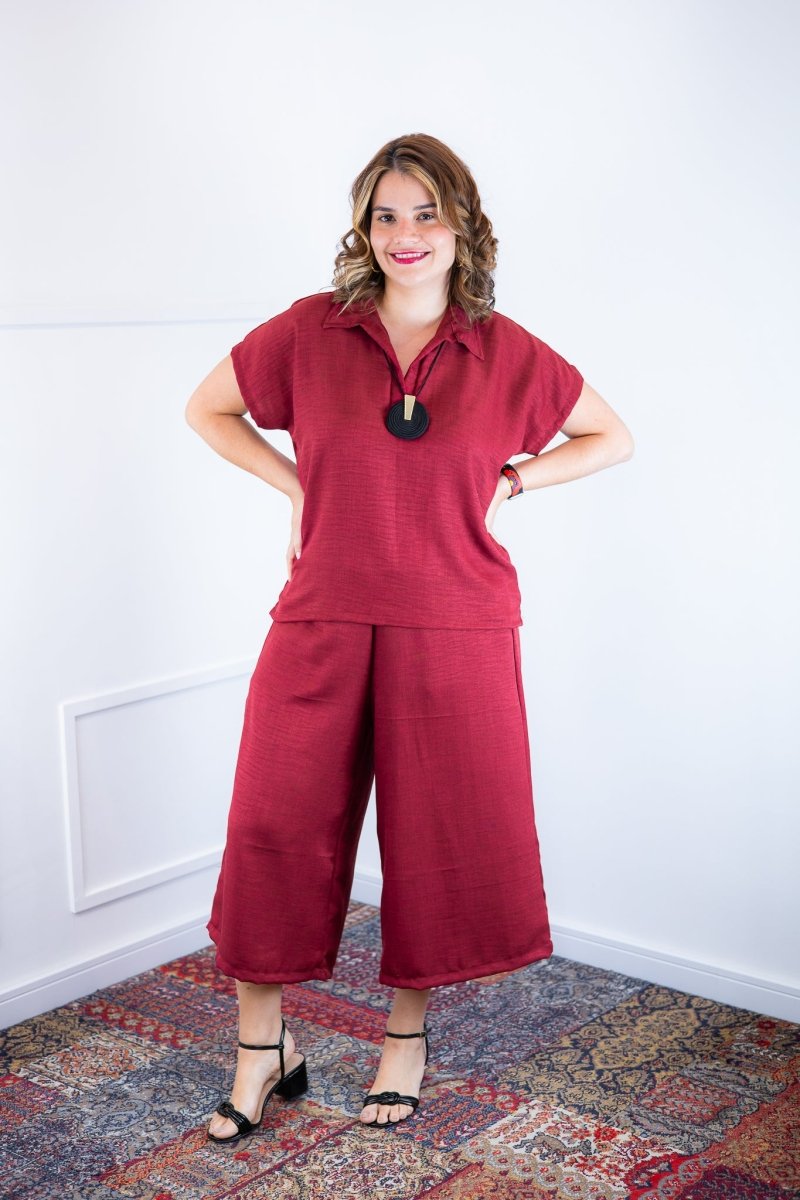 Conjunto Roberta – Blusa e Pantacourt em Linho Light - Naguirre Shop