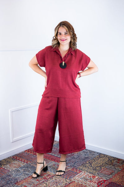 Conjunto Roberta � Blusa e Pantacourt em Linho Light - Naguirre Shop