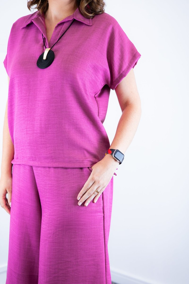 Conjunto Roberta – Blusa e Pantacourt em Linho Light - Naguirre Shop