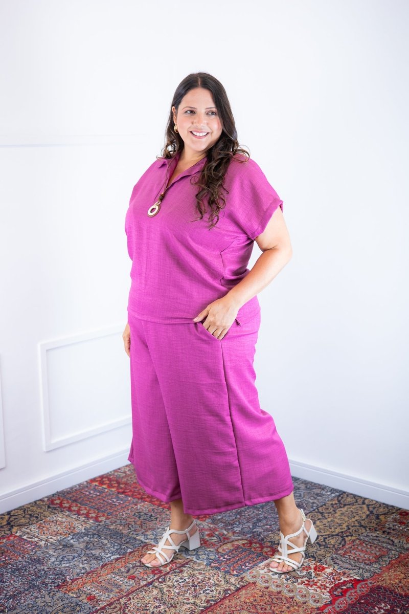 Conjunto Roberta – Blusa e Pantacourt em Linho Light - Naguirre Shop