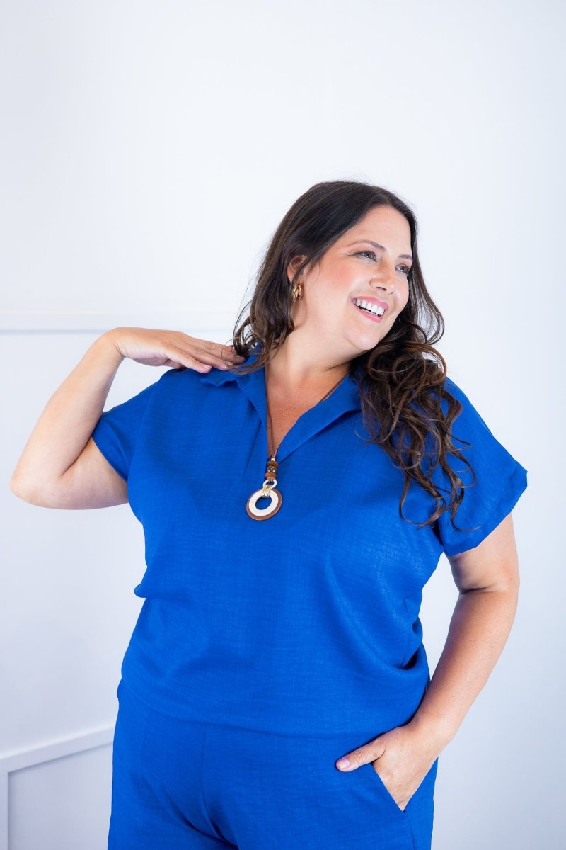 Conjunto Roberta – Blusa e Pantacourt em Linho Light - Naguirre Shop