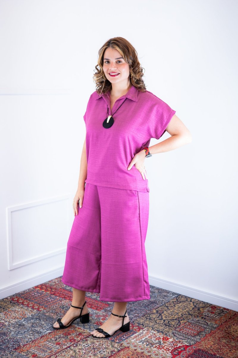 Conjunto Roberta – Blusa e Pantacourt em Linho Light - Naguirre Shop