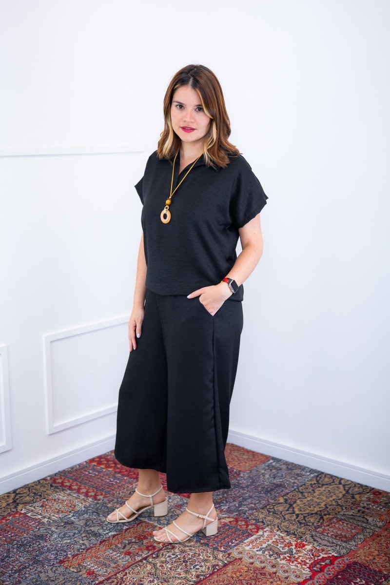 Conjunto Roberta – Blusa e Pantacourt em Linho Light - Naguirre Shop