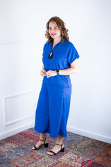 Conjunto Roberta – Blusa e Pantacourt em Linho Light - Naguirre Shop