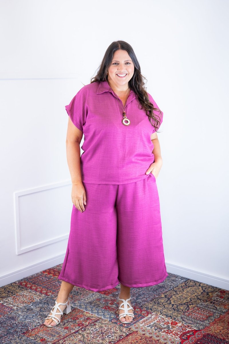Conjunto Roberta – Blusa e Pantacourt em Linho Light - Naguirre Shop