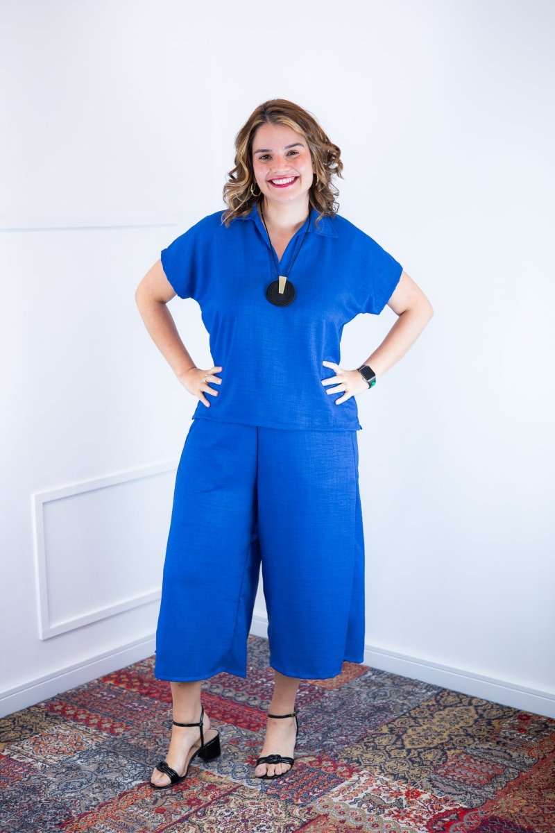 Conjunto Roberta – Blusa e Pantacourt em Linho Light - Naguirre Shop