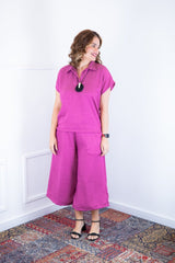 Conjunto Roberta – Blusa e Pantacourt em Linho Light - Naguirre Shop
