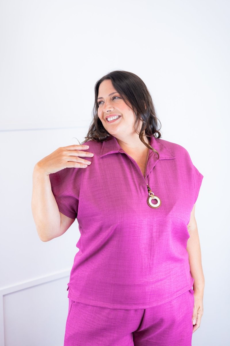 Conjunto Roberta – Blusa e Pantacourt em Linho Light - Naguirre Shop