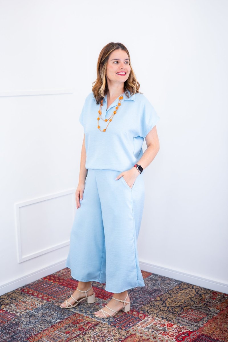 Conjunto Roberta – Blusa e Pantacourt em Linho Light - Naguirre Shop