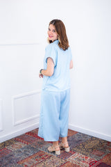 Conjunto Roberta – Blusa e Pantacourt em Linho Light - Naguirre Shop