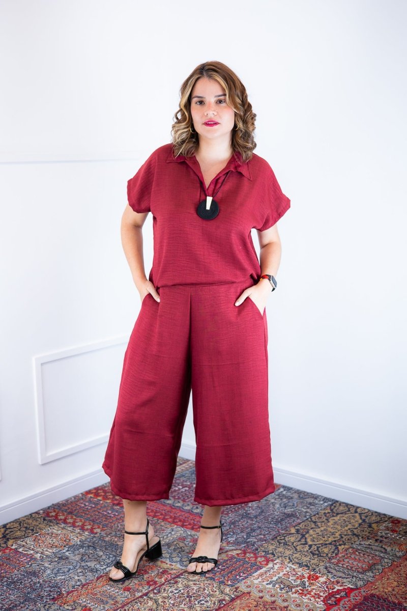 Conjunto Roberta – Blusa e Pantacourt em Linho Light - Naguirre Shop
