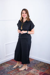 Conjunto Roberta – Blusa e Pantacourt em Linho Light - Naguirre Shop