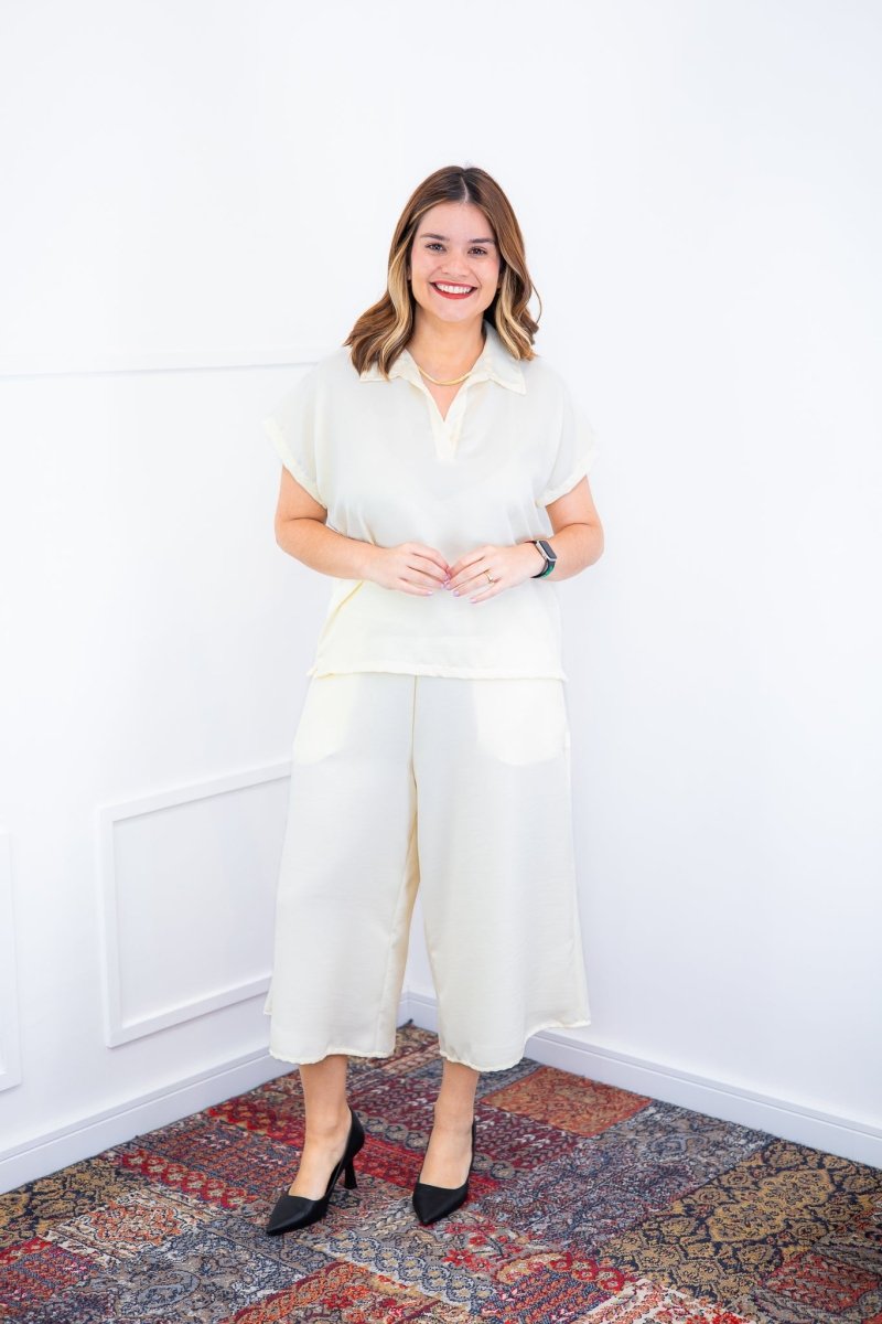 Conjunto Roberta – Blusa e Pantacourt em Linho Light - Naguirre Shop