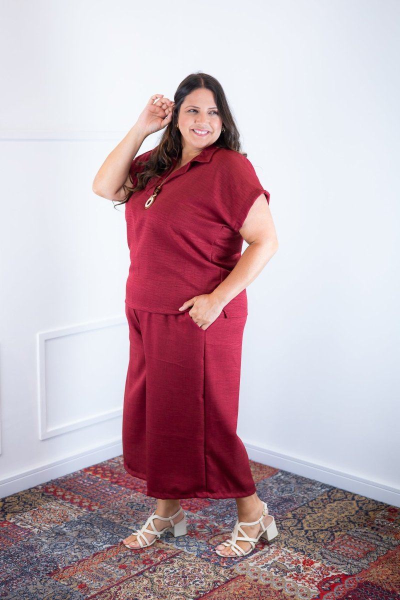 Conjunto Roberta – Blusa e Pantacourt em Linho Light - Naguirre Shop