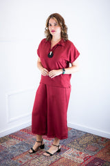 Conjunto Roberta – Blusa e Pantacourt em Linho Light - Naguirre Shop
