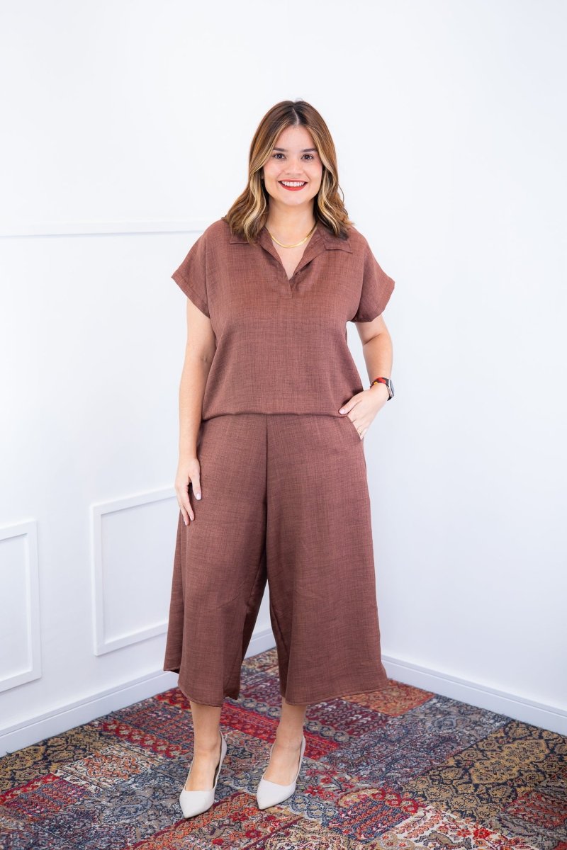 Conjunto Roberta – Blusa e Pantacourt em Linho Light - Naguirre Shop