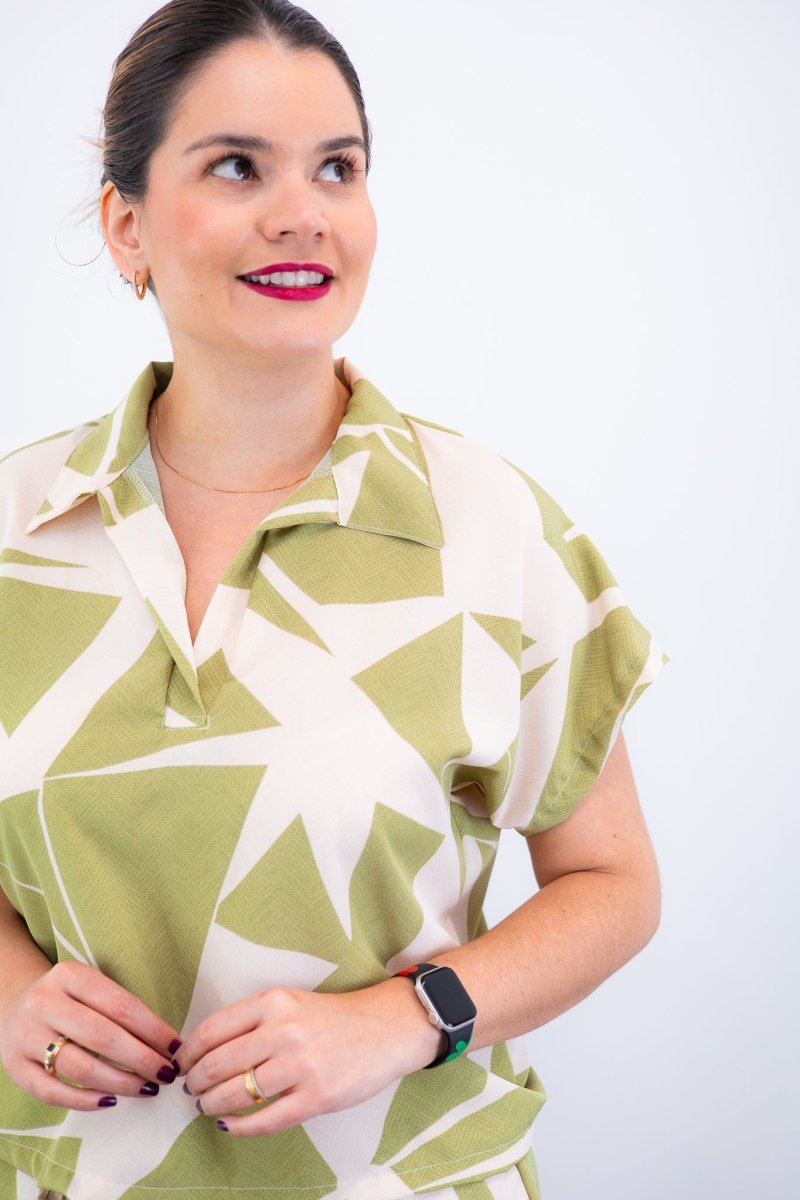 Conjunto Salvador – Bermuda e Blusa em Crepe com Estampa Geométrica - Naguirre Shop