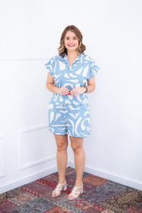 Conjunto Salvador – Bermuda e Blusa em Crepe com Estampa Geométrica - Naguirre Shop