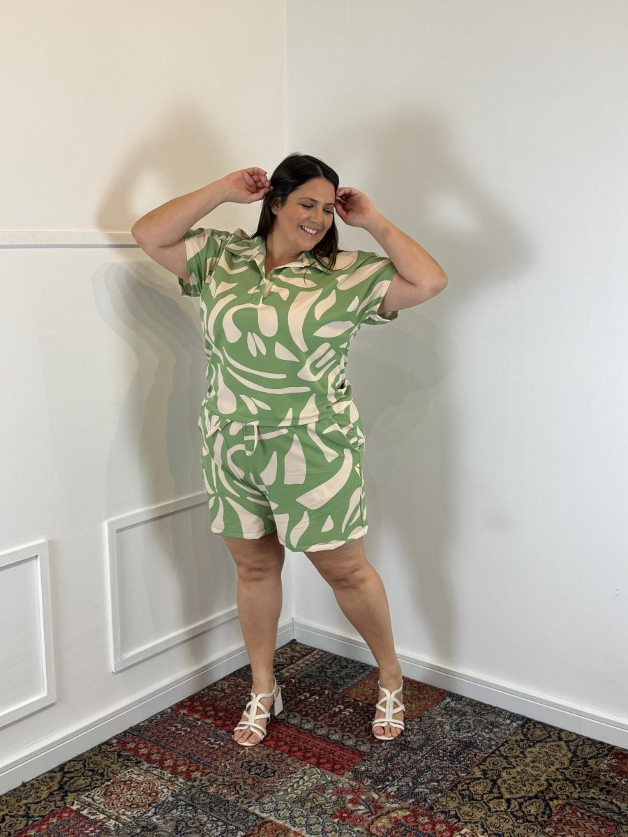 Conjunto Salvador – Bermuda e Blusa em Crepe com Estampa Geométrica - Naguirre Shop