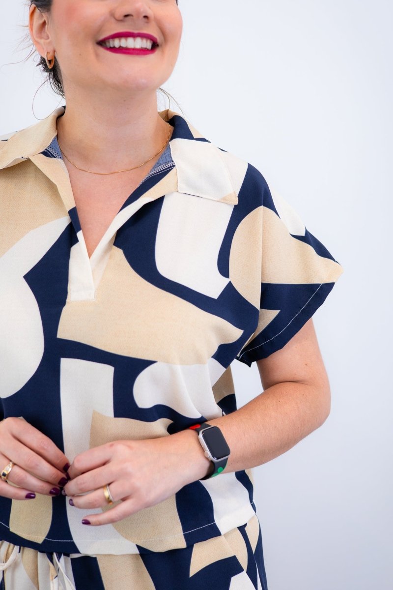 Conjunto Salvador – Bermuda e Blusa em Crepe com Estampa Geométrica - Naguirre Shop