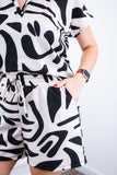 Conjunto Salvador – Bermuda e Blusa em Crepe com Estampa Geométrica - Naguirre Shop